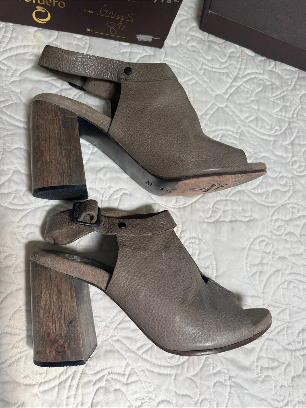 Cordero Taupe Leather Slingback Heels